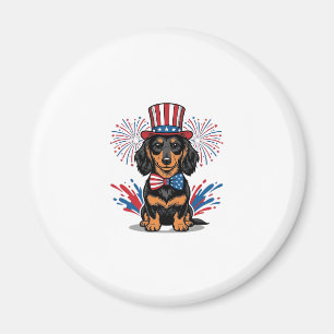 Aimant Dachshund patriotique feux d'artifice art vectorie