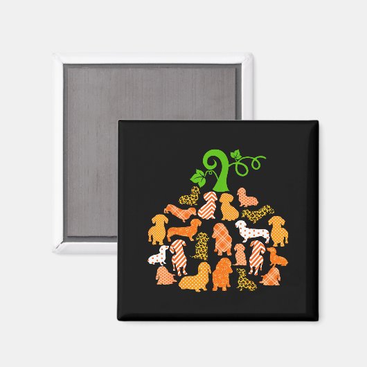 Aimant Dachshund Pumpkin Shape Plaid Leopard Dog Autumn H (Recto/Verso)