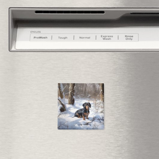 Aimant Dachshund Qu'Il Neige Noël (In Situ (Lave-vaisselle))