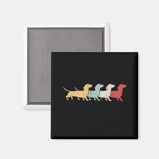 Aimant Dachshund Rétro Vintage (Recto/Verso)