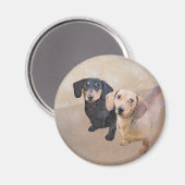 Aimant Dachshund (Smooth) Peinture - Art Chien original (Recto/Verso)
