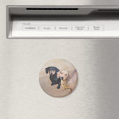 Aimant Dachshund (Smooth) Peinture - Art Chien original (In Situ (Lave-vaisselle))