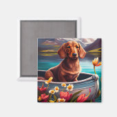 Aimant Dachshund sur une pagaie : une aventure Pittoresqu (Recto/Verso)