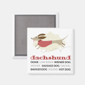 Aimant Dachshund Surnoms (Recto/Verso)