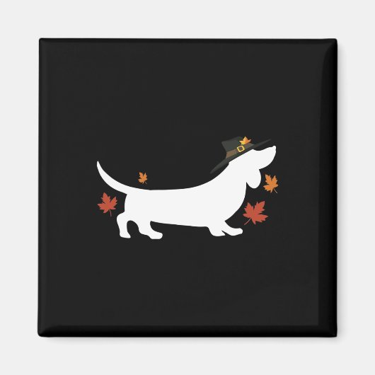 Aimant Dachshund Thanksgiving Pilgrim Fall (Devant)
