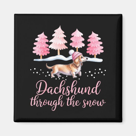 Aimant Dachshund Through The Snow Wiener Dog Christmas (Devant)
