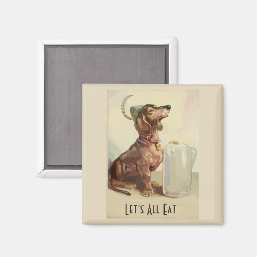 Aimant Dachshunds avec de la bière, ajouter du texte (Recto/Verso)