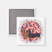 Aimant Dachshunds Drapeau Patriotique (Recto/Verso)