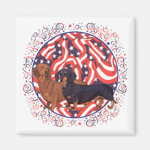 Aimant Dachshunds Drapeau Patriotique