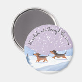 Aimant Dachshunds Neige mignonne Noël Saucisses Chiens Do (Recto/Verso)