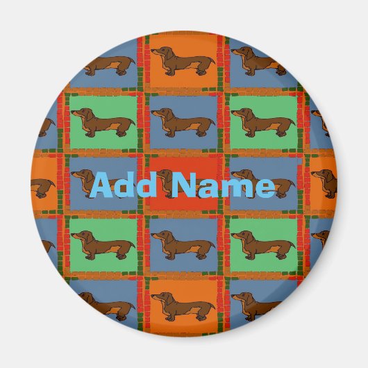 Aimant Dachshunds Pa hex hex Sign, ajouter le nom (Devant)