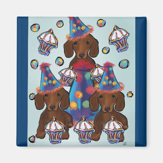Aimant Dachshunds Rouges (Devant)