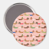 Aimant Dachshunds sur rose (Recto/Verso)
