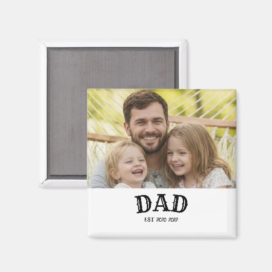 Aimant Dad Bold Text Est Personalized 20XX (Recto/Verso)
