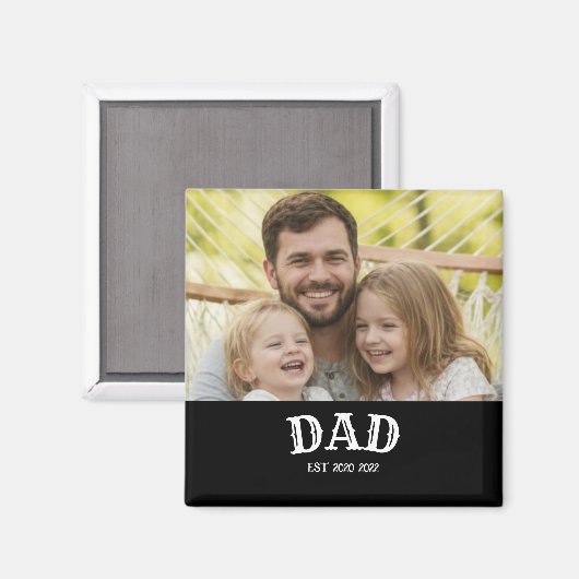 Aimant Dad Bold White Text Est Personalized 20XX (Recto/Verso)