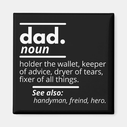 Aimant Dad Dictionary Definition - Funny Fathers Day Gift (Devant)
