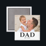 Aimant Dad Established Photo Gift<br><div class="desc">Personalized Dad Established photo design featuring classic minimalist typography. This new dad keepsake celebrates the year he became a dad and showcases a favorite family photo. A meaningful reminder of fatherhood and a heartfelt gift for a proud new dad.</div>