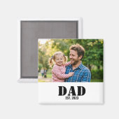 Aimant Dad Established Simple Black Text Photo White (Recto/Verso)