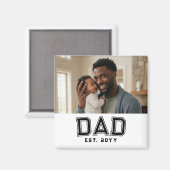 Aimant Dad Established Year Bold Black White Photo (Recto/Verso)