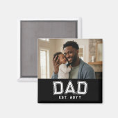 Aimant Dad Established Year Bold White Black Photo (Recto/Verso)