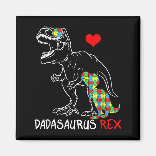 Aimant Dadasaurus Rex Sensibilisation à l'autisme Papa fi (Devant)