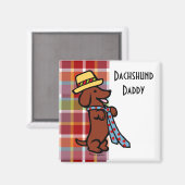 Aimant Daddy's Dachshund Cartoon Plaid (Recto/Verso)