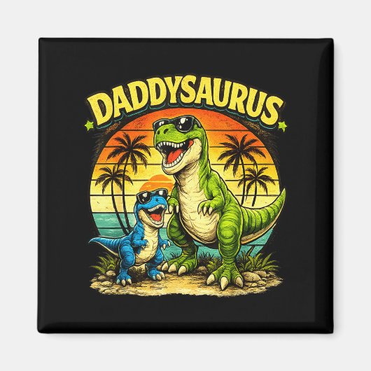 Aimant Daddysaurus drôle papa dinosaure rétro coucher de (Devant)