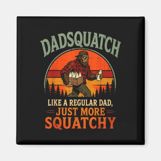 Aimant Dadsquatch rétro bigfoot comme un papa normal plus (Devant)