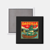 Aimant Dadzilla pêche dinosaure père et fils rétro  (Recto/Verso)