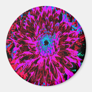 Aimant Dahlia rouge, violet et noire
