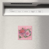 Aimant Dahlias flowers pink watercolor pattern (In Situ (Lave-vaisselle))