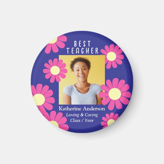 Aimant Daisy Best Teacher Photo Dark Purple (Devant)