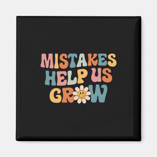 Aimant Daisy Croissance Positive Mindset Retro Enseignant (Devant)