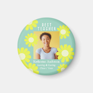 Aimant Daisy Meilleur Enseignant Photo Light Teal