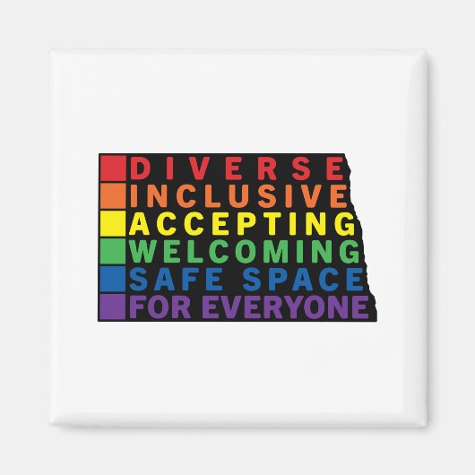 Aimant Dakota du Nord (Noir) Espace sécurisé LGBTQ (Devant)