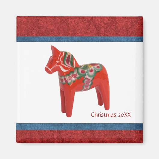 Aimant Dala Suédoise Cheval de Noël Personnalisé Donné (Devant)
