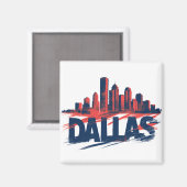 Aimant Dallas Skyline Impression d'art à l'aquarelle – Vi (Recto/Verso)
