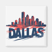 Aimant Dallas Skyline Watercolor Art Print – Texas City (Devant)
