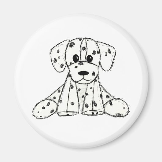 Aimant Dalmatian stuffed dog drawing outline simple black (Devant)