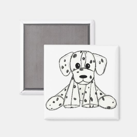 Aimant Dalmatian stuffed dog drawing outline simple black (Recto/Verso)