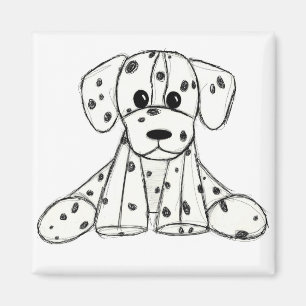 Aimant Dalmatian stuffed dog drawing outline simple black
