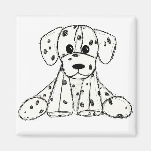Aimant Dalmatian stuffed dog drawing outline simple black (Devant)