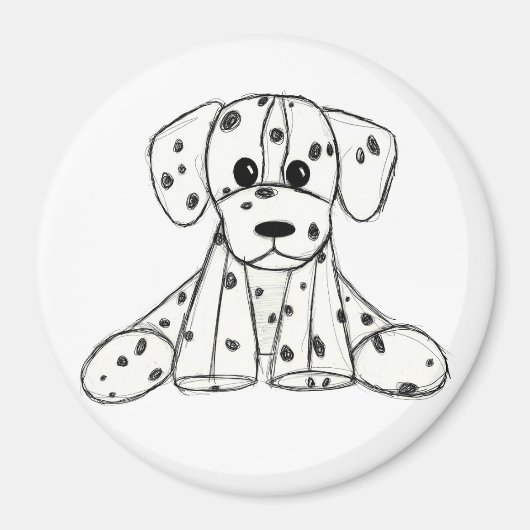 Aimant Dalmatian stuffed dog drawing outline simple black (Devant)