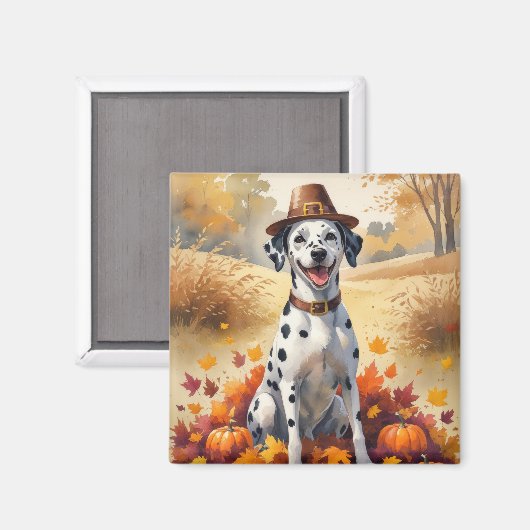 Aimant Dalmatie En Automne Laisse L'Art Thanksgiving (Recto/Verso)