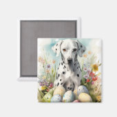 Aimant Dalmatien avec œufs de Pâques (Recto/Verso)