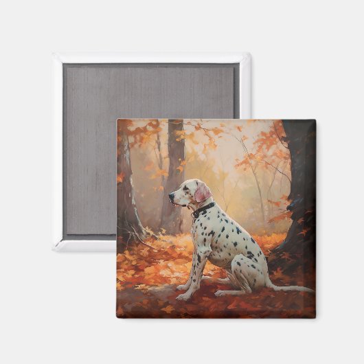 Aimant Dalmatien en automne Feuilles automne Inspirer (Recto/Verso)