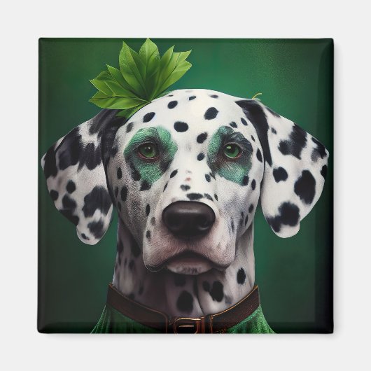 Aimant Dalmatien en tenue de la Saint-Patrick (Devant)