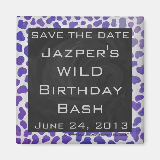 Aimant Dalmatien imprimé violet et blanc Monogramme (Devant)