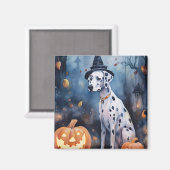Aimant Dalmation d'Halloween avec effroi Citrouille (Recto/Verso)