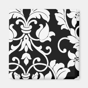 Aimant Damas blanc sur noir